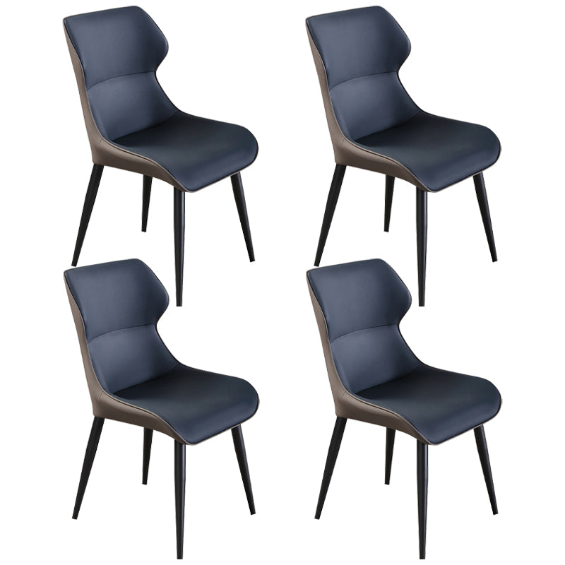 Industrial Dining Chair Wingback Side Chair with Black Metal Legs for Home Use Dark Blue Set of 4 Clearhalo ' kitchen&dining_furn' 'Dining Chairs' 'Dining Tables & Seating' 'dining_chair' 'Furniture' 'furniture_dining_chair' 'Kitchen & Dining Furniture' 'kitchen' 3454757
