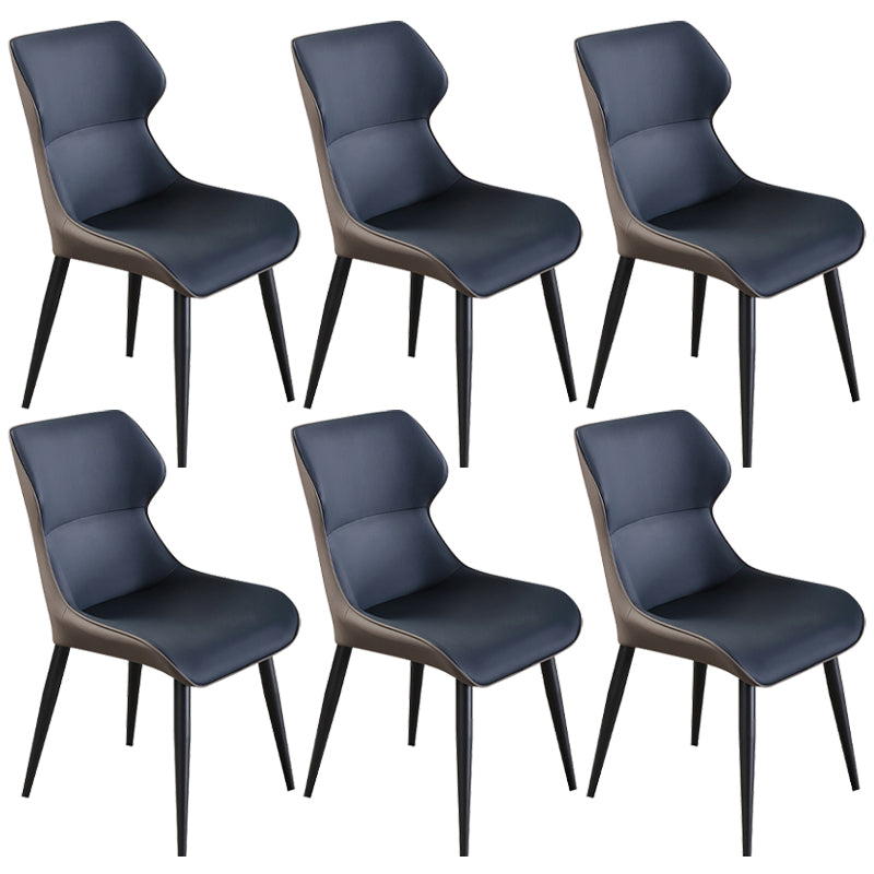 Industrial Dining Chair Wingback Side Chair with Black Metal Legs for Home Use Dark Blue Set of 6 Clearhalo ' kitchen&dining_furn' 'Dining Chairs' 'Dining Tables & Seating' 'dining_chair' 'Furniture' 'furniture_dining_chair' 'Kitchen & Dining Furniture' 'kitchen' 3454759