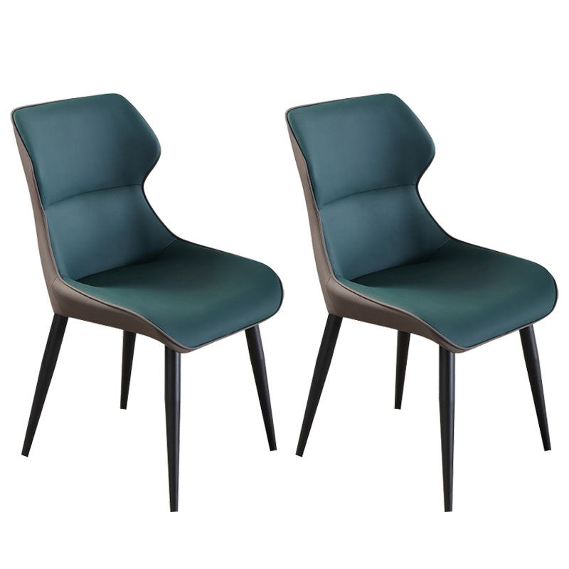 Industrial Dining Chair Wingback Side Chair with Black Metal Legs for Home Use Blackish Green Set of 2 Clearhalo ' kitchen&dining_furn' 'Dining Chairs' 'Dining Tables & Seating' 'dining_chair' 'Furniture' 'furniture_dining_chair' 'Kitchen & Dining Furniture' 'kitchen' 3454761