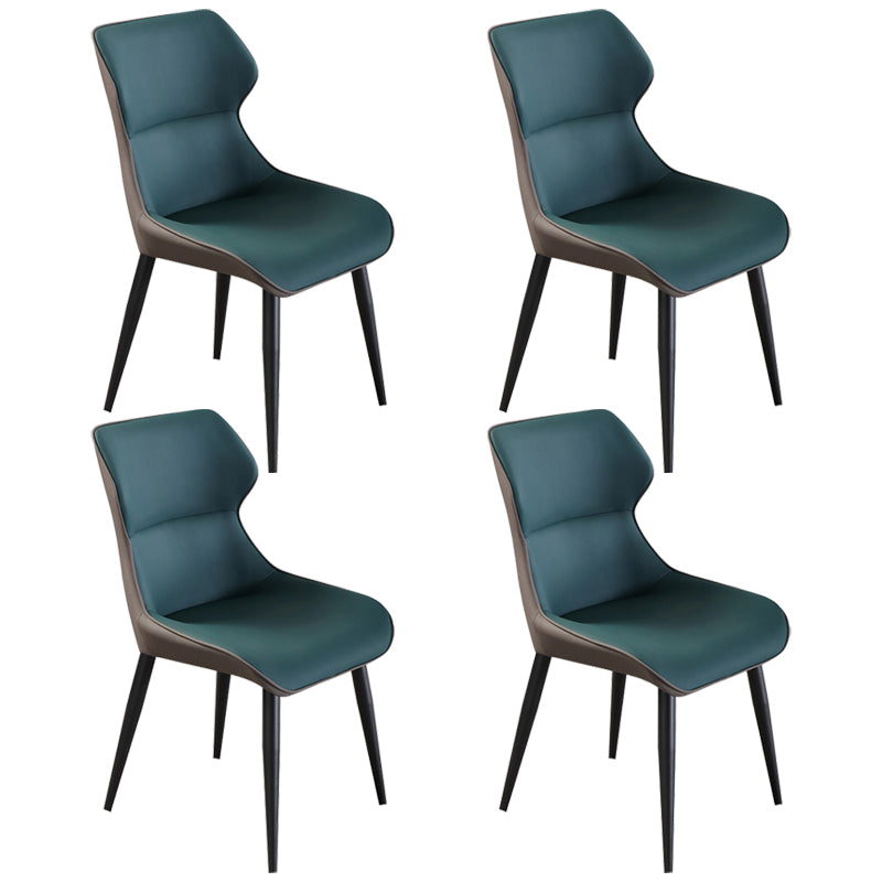 Industrial Dining Chair Wingback Side Chair with Black Metal Legs for Home Use Blackish Green Set of 4 Clearhalo ' kitchen&dining_furn' 'Dining Chairs' 'Dining Tables & Seating' 'dining_chair' 'Furniture' 'furniture_dining_chair' 'Kitchen & Dining Furniture' 'kitchen' 3454762