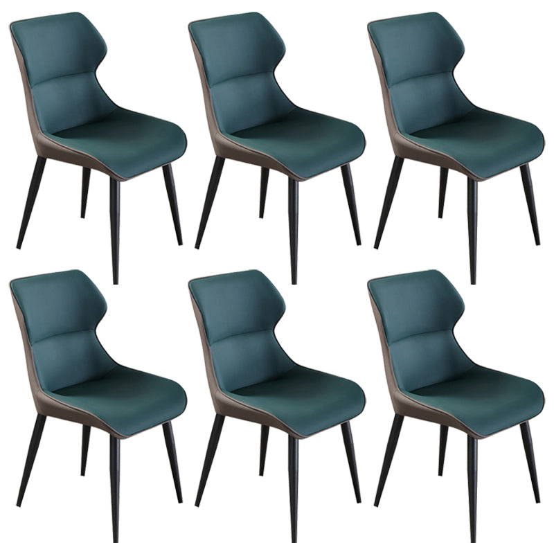 Industrial Dining Chair Wingback Side Chair with Black Metal Legs for Home Use Blackish Green Set of 6 Clearhalo ' kitchen&dining_furn' 'Dining Chairs' 'Dining Tables & Seating' 'dining_chair' 'Furniture' 'furniture_dining_chair' 'Kitchen & Dining Furniture' 'kitchen' 3454764