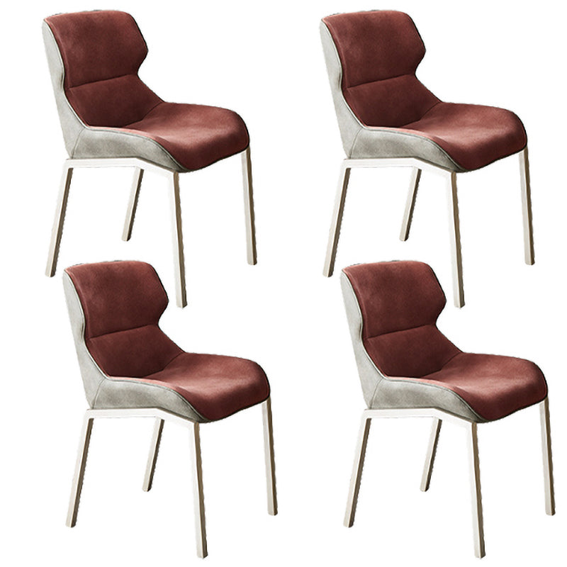 Metal Contemporary Dining Room Side Chair Parsons Matte Finish Dining Chair Red Set of 4 Clearhalo ' kitchen&dining_furn' 'Dining Chairs' 'Dining Tables & Seating' 'dining_chair' 'Furniture' 'furniture_dining_chair' 'Kitchen & Dining Furniture' 'kitchen' 3454774