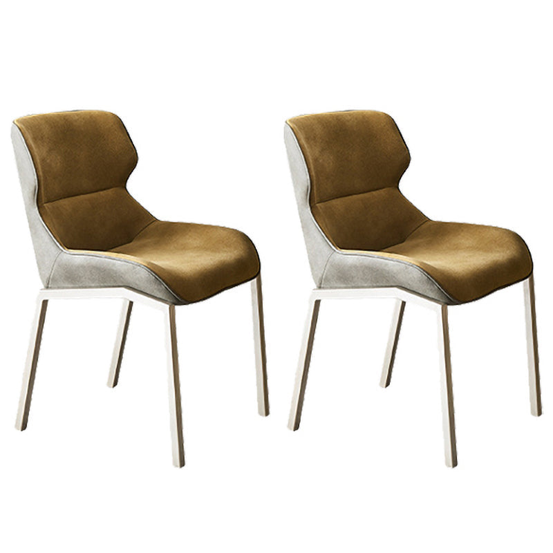 Metal Contemporary Dining Room Side Chair Parsons Matte Finish Dining Chair Yellow Set of 2 Clearhalo ' kitchen&dining_furn' 'Dining Chairs' 'Dining Tables & Seating' 'dining_chair' 'Furniture' 'furniture_dining_chair' 'Kitchen & Dining Furniture' 'kitchen' 3454777