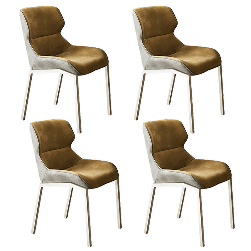 Metal Contemporary Dining Room Side Chair Parsons Matte Finish Dining Chair Yellow Set of 4 Clearhalo ' kitchen&dining_furn' 'Dining Chairs' 'Dining Tables & Seating' 'dining_chair' 'Furniture' 'furniture_dining_chair' 'Kitchen & Dining Furniture' 'kitchen' 3454779