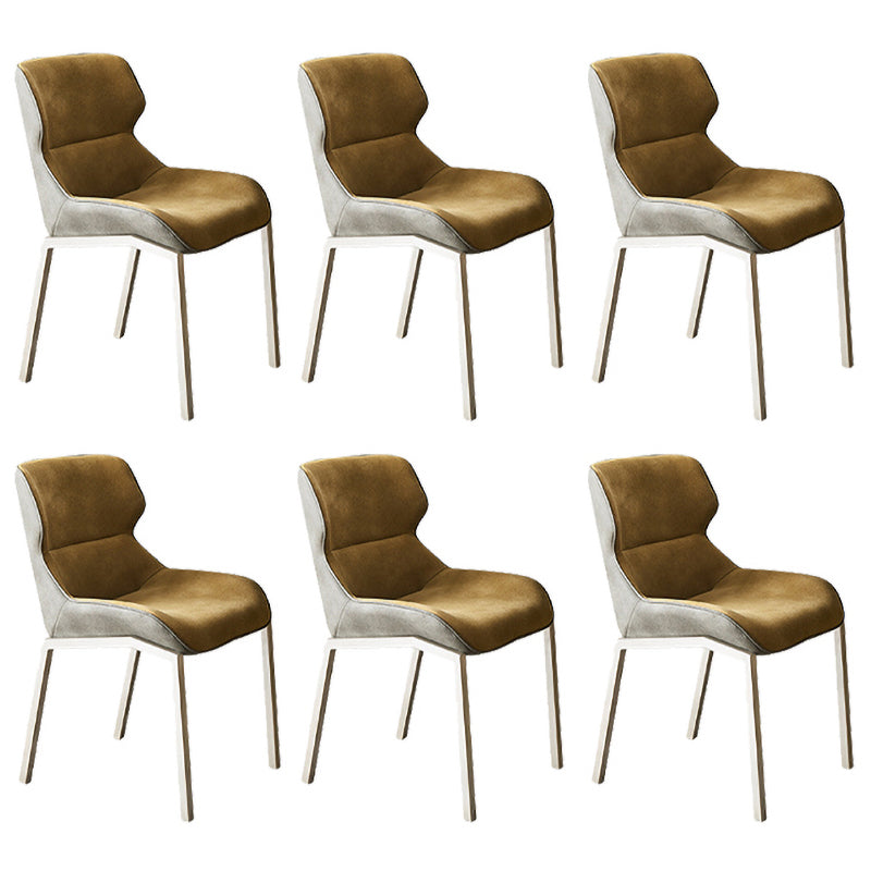 Metal Contemporary Dining Room Side Chair Parsons Matte Finish Dining Chair Yellow Set of 6 Clearhalo ' kitchen&dining_furn' 'Dining Chairs' 'Dining Tables & Seating' 'dining_chair' 'Furniture' 'furniture_dining_chair' 'Kitchen & Dining Furniture' 'kitchen' 3454781