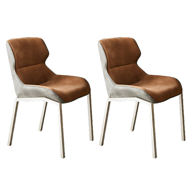 Metal Contemporary Dining Room Side Chair Parsons Matte Finish Dining Chair Orange Set of 2 Clearhalo ' kitchen&dining_furn' 'Dining Chairs' 'Dining Tables & Seating' 'dining_chair' 'Furniture' 'furniture_dining_chair' 'Kitchen & Dining Furniture' 'kitchen' 3454783