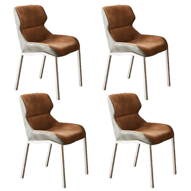 Metal Contemporary Dining Room Side Chair Parsons Matte Finish Dining Chair Orange Set of 4 Clearhalo ' kitchen&dining_furn' 'Dining Chairs' 'Dining Tables & Seating' 'dining_chair' 'Furniture' 'furniture_dining_chair' 'Kitchen & Dining Furniture' 'kitchen' 3454786