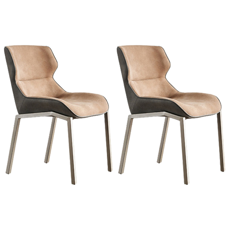 Metal Contemporary Dining Room Side Chair Parsons Matte Finish Dining Chair Brown Set of 2 Clearhalo ' kitchen&dining_furn' 'Dining Chairs' 'Dining Tables & Seating' 'dining_chair' 'Furniture' 'furniture_dining_chair' 'Kitchen & Dining Furniture' 'kitchen' 3454789