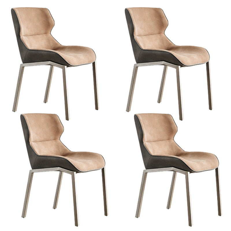 Metal Contemporary Dining Room Side Chair Parsons Matte Finish Dining Chair Brown Set of 4 Clearhalo ' kitchen&dining_furn' 'Dining Chairs' 'Dining Tables & Seating' 'dining_chair' 'Furniture' 'furniture_dining_chair' 'Kitchen & Dining Furniture' 'kitchen' 3454792