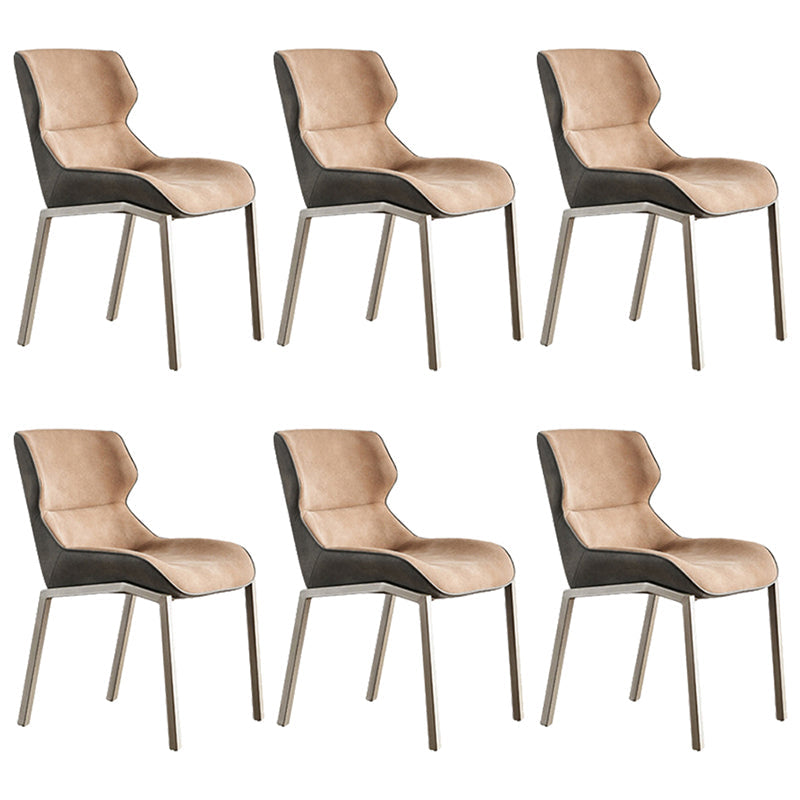 Metal Contemporary Dining Room Side Chair Parsons Matte Finish Dining Chair Brown Set of 6 Clearhalo ' kitchen&dining_furn' 'Dining Chairs' 'Dining Tables & Seating' 'dining_chair' 'Furniture' 'furniture_dining_chair' 'Kitchen & Dining Furniture' 'kitchen' 3454793