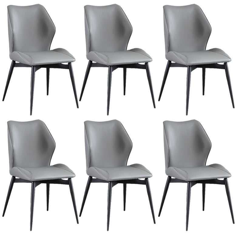 Industrial Dining Chair Wingback Parsons Chair with Black Metal Legs for Home Use Grey Set of 6 Clearhalo ' kitchen&dining_furn' 'Dining Chairs' 'Dining Tables & Seating' 'dining_chair' 'Furniture' 'furniture_dining_chair' 'Kitchen & Dining Furniture' 'kitchen' 3454806