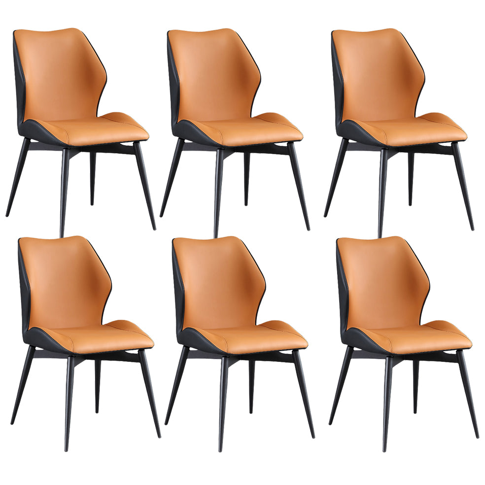 Industrial Dining Chair Wingback Parsons Chair with Black Metal Legs for Home Use Black-Orange Set of 6 Clearhalo ' kitchen&dining_furn' 'Dining Chairs' 'Dining Tables & Seating' 'dining_chair' 'Furniture' 'furniture_dining_chair' 'Kitchen & Dining Furniture' 'kitchen' 3454812