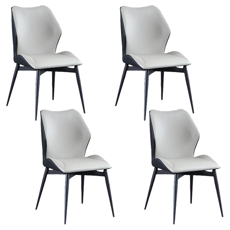 Industrial Dining Chair Wingback Parsons Chair with Black Metal Legs for Home Use Light Gray-Black Set of 4 Clearhalo ' kitchen&dining_furn' 'Dining Chairs' 'Dining Tables & Seating' 'dining_chair' 'Furniture' 'furniture_dining_chair' 'Kitchen & Dining Furniture' 'kitchen' 3454816