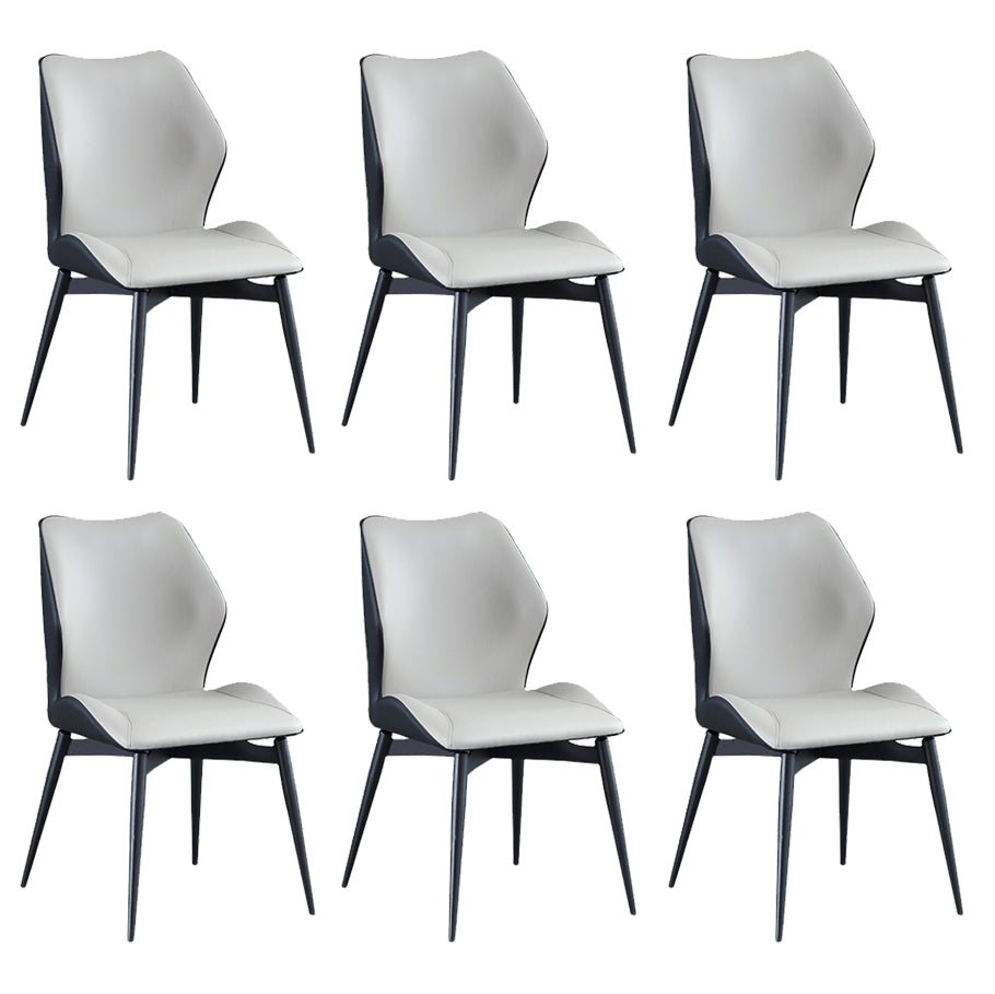 Industrial Dining Chair Wingback Parsons Chair with Black Metal Legs for Home Use Light Gray-Black Set of 6 Clearhalo ' kitchen&dining_furn' 'Dining Chairs' 'Dining Tables & Seating' 'dining_chair' 'Furniture' 'furniture_dining_chair' 'Kitchen & Dining Furniture' 'kitchen' 3454818