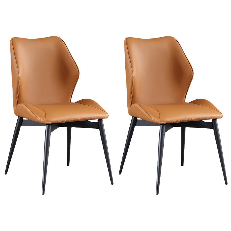 Industrial Dining Chair Wingback Parsons Chair with Black Metal Legs for Home Use Orange Set of 2 Clearhalo ' kitchen&dining_furn' 'Dining Chairs' 'Dining Tables & Seating' 'dining_chair' 'Furniture' 'furniture_dining_chair' 'Kitchen & Dining Furniture' 'kitchen' 3454819