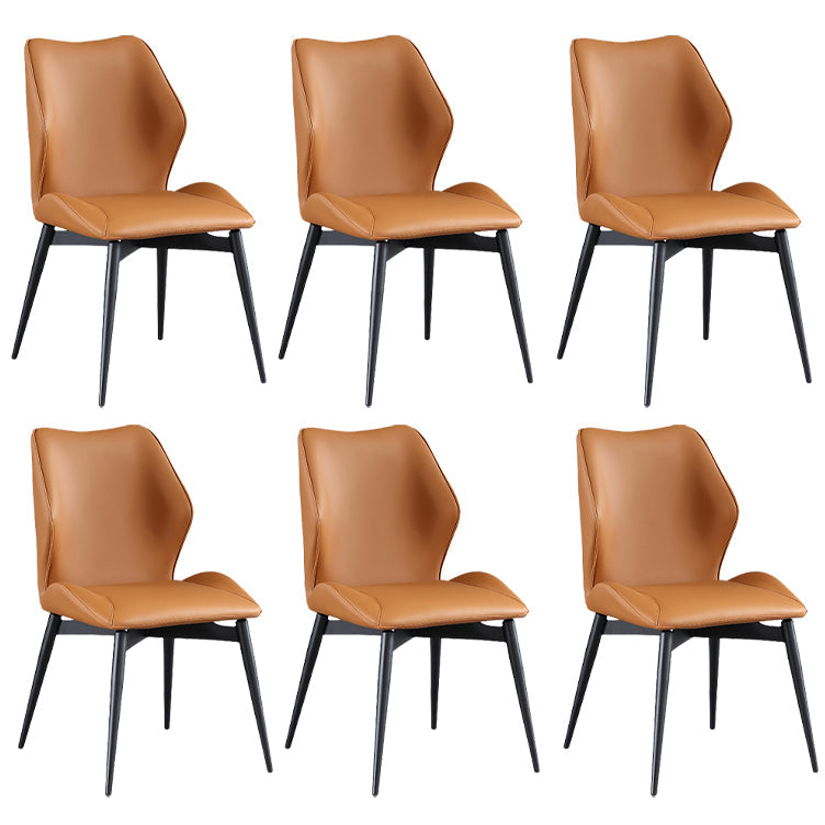 Industrial Dining Chair Wingback Parsons Chair with Black Metal Legs for Home Use Orange Set of 6 Clearhalo ' kitchen&dining_furn' 'Dining Chairs' 'Dining Tables & Seating' 'dining_chair' 'Furniture' 'furniture_dining_chair' 'Kitchen & Dining Furniture' 'kitchen' 3454823