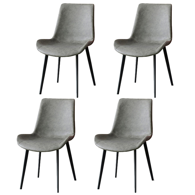 Metal Contemporary Dining Room Side Chair Matte Finish Solid Back Dining Chair Grey Set of 4 Clearhalo ' kitchen&dining_furn' 'Dining Chairs' 'Dining Tables & Seating' 'dining_chair' 'Furniture' 'furniture_dining_chair' 'Kitchen & Dining Furniture' 'kitchen' 3454828