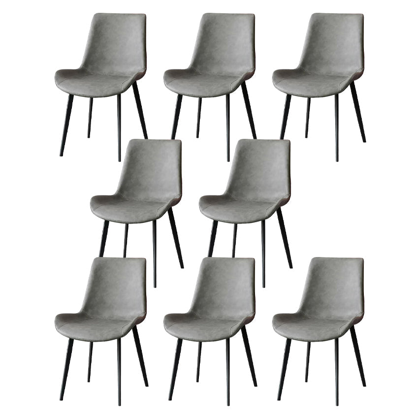 Metal Contemporary Dining Room Side Chair Matte Finish Solid Back Dining Chair Grey Set of 8 Clearhalo ' kitchen&dining_furn' 'Dining Chairs' 'Dining Tables & Seating' 'dining_chair' 'Furniture' 'furniture_dining_chair' 'Kitchen & Dining Furniture' 'kitchen' 3454829