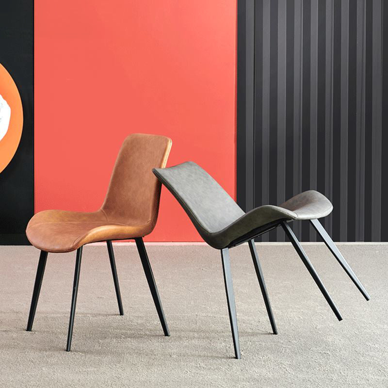 Metal Contemporary Dining Room Side Chair Matte Finish Solid Back Dining Chair Clearhalo ' kitchen&dining_furn' 'Dining Chairs' 'Dining Tables & Seating' 'dining_chair' 'Furniture' 'furniture_dining_chair' 'Kitchen & Dining Furniture' 'kitchen' 3454830