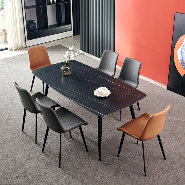 Metal Contemporary Dining Room Side Chair Matte Finish Solid Back Dining Chair Clearhalo ' kitchen&dining_furn' 'Dining Chairs' 'Dining Tables & Seating' 'dining_chair' 'Furniture' 'furniture_dining_chair' 'Kitchen & Dining Furniture' 'kitchen' 3454834