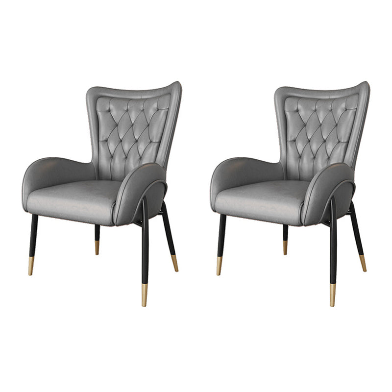 Scandinavian Wingback Metal Dining Arm Chair Kitchen Gold Dining Arm Chair Black Gray Set of 2 Clearhalo ' kitchen&dining_furn' 'Dining Chairs' 'Dining Tables & Seating' 'dining_chair' 'Furniture' 'furniture_dining_chair' 'Kitchen & Dining Furniture' 'kitchen' 3454846