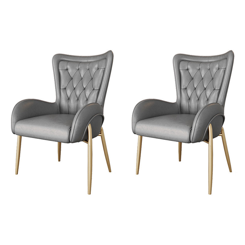 Scandinavian Wingback Metal Dining Arm Chair Kitchen Gold Dining Arm Chair Brass Gold Gray Set of 2 Clearhalo ' kitchen&dining_furn' 'Dining Chairs' 'Dining Tables & Seating' 'dining_chair' 'Furniture' 'furniture_dining_chair' 'Kitchen & Dining Furniture' 'kitchen' 3454847