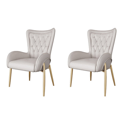 Scandinavian Wingback Metal Dining Arm Chair Kitchen Gold Dining Arm Chair Brass Gold Beige Set of 2 Clearhalo ' kitchen&dining_furn' 'Dining Chairs' 'Dining Tables & Seating' 'dining_chair' 'Furniture' 'furniture_dining_chair' 'Kitchen & Dining Furniture' 'kitchen' 3454852