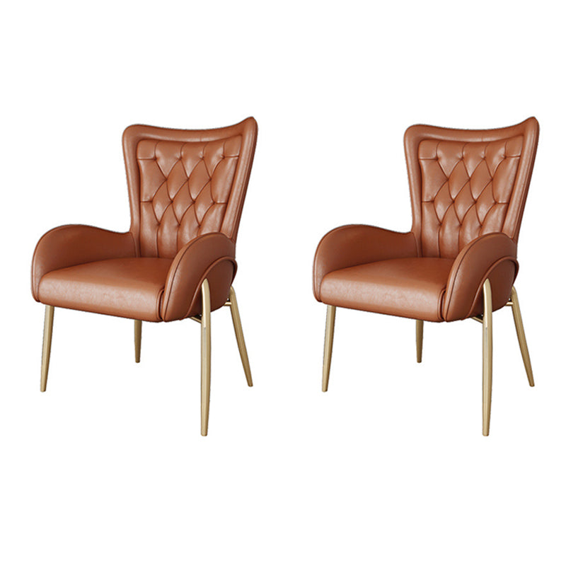 Scandinavian Wingback Metal Dining Arm Chair Kitchen Gold Dining Arm Chair Brass Gold Brown Set of 2 Clearhalo ' kitchen&dining_furn' 'Dining Chairs' 'Dining Tables & Seating' 'dining_chair' 'Furniture' 'furniture_dining_chair' 'Kitchen & Dining Furniture' 'kitchen' 3454855