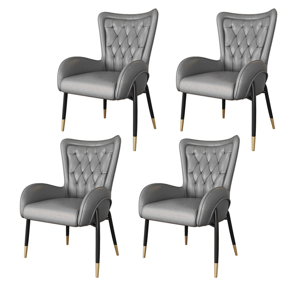 Scandinavian Wingback Metal Dining Arm Chair Kitchen Gold Dining Arm Chair Black Gray Set of 4 Clearhalo ' kitchen&dining_furn' 'Dining Chairs' 'Dining Tables & Seating' 'dining_chair' 'Furniture' 'furniture_dining_chair' 'Kitchen & Dining Furniture' 'kitchen' 3454858