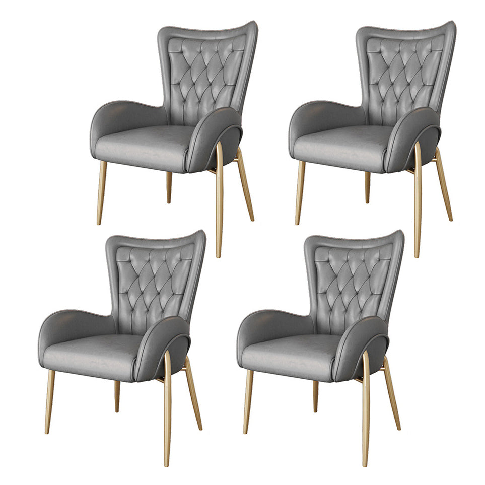 Scandinavian Wingback Metal Dining Arm Chair Kitchen Gold Dining Arm Chair Brass Gold Gray Set of 4 Clearhalo ' kitchen&dining_furn' 'Dining Chairs' 'Dining Tables & Seating' 'dining_chair' 'Furniture' 'furniture_dining_chair' 'Kitchen & Dining Furniture' 'kitchen' 3454862