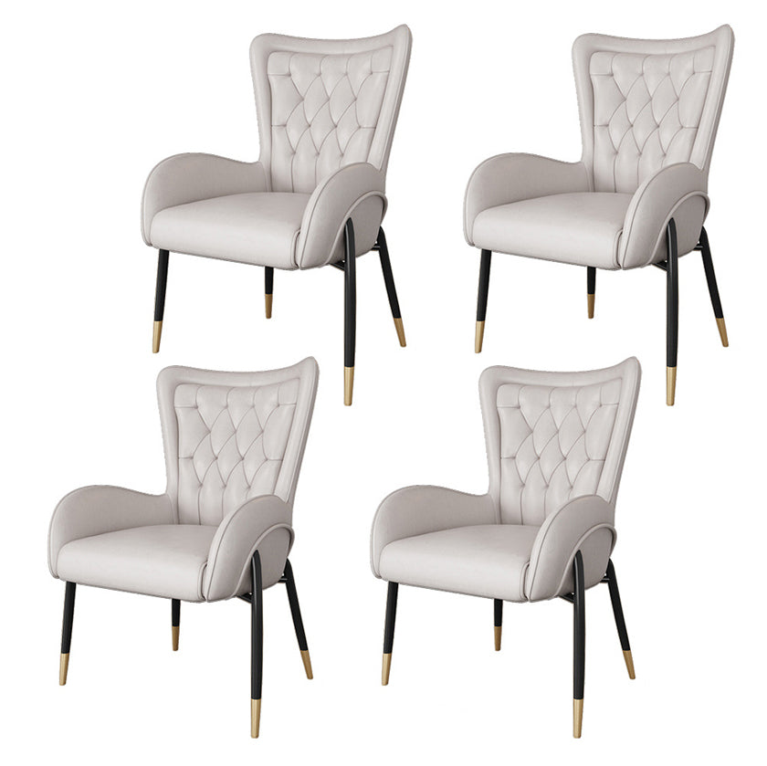 Scandinavian Wingback Metal Dining Arm Chair Kitchen Gold Dining Arm Chair Black Beige Set of 4 Clearhalo ' kitchen&dining_furn' 'Dining Chairs' 'Dining Tables & Seating' 'dining_chair' 'Furniture' 'furniture_dining_chair' 'Kitchen & Dining Furniture' 'kitchen' 3454865