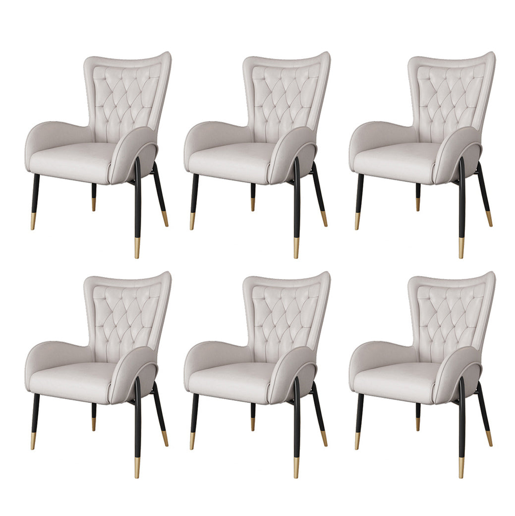 Scandinavian Wingback Metal Dining Arm Chair Kitchen Gold Dining Arm Chair Black Beige Set of 6 Clearhalo ' kitchen&dining_furn' 'Dining Chairs' 'Dining Tables & Seating' 'dining_chair' 'Furniture' 'furniture_dining_chair' 'Kitchen & Dining Furniture' 'kitchen' 3454866
