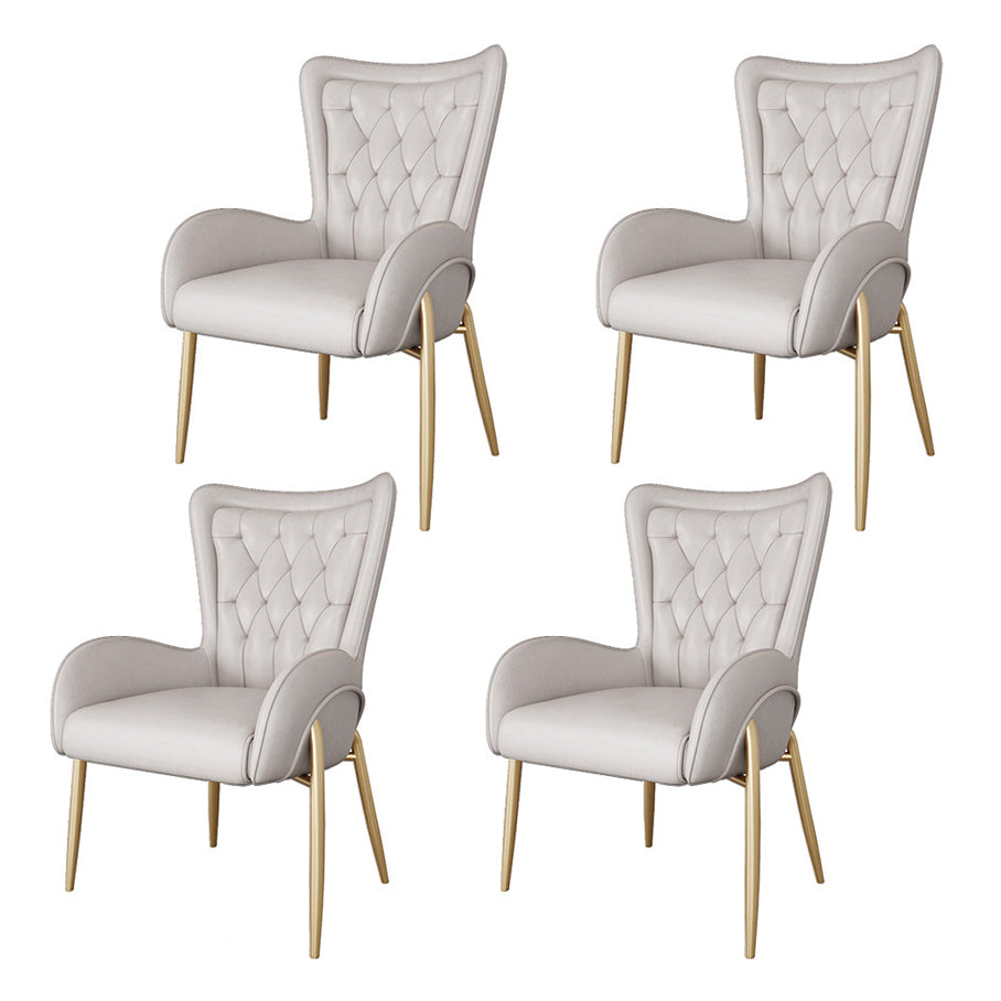 Scandinavian Wingback Metal Dining Arm Chair Kitchen Gold Dining Arm Chair Brass Gold Beige Set of 4 Clearhalo ' kitchen&dining_furn' 'Dining Chairs' 'Dining Tables & Seating' 'dining_chair' 'Furniture' 'furniture_dining_chair' 'Kitchen & Dining Furniture' 'kitchen' 3454867