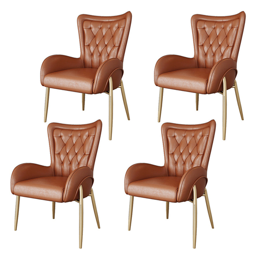 Scandinavian Wingback Metal Dining Arm Chair Kitchen Gold Dining Arm Chair Brass Gold Brown Set of 4 Clearhalo ' kitchen&dining_furn' 'Dining Chairs' 'Dining Tables & Seating' 'dining_chair' 'Furniture' 'furniture_dining_chair' 'Kitchen & Dining Furniture' 'kitchen' 3454871