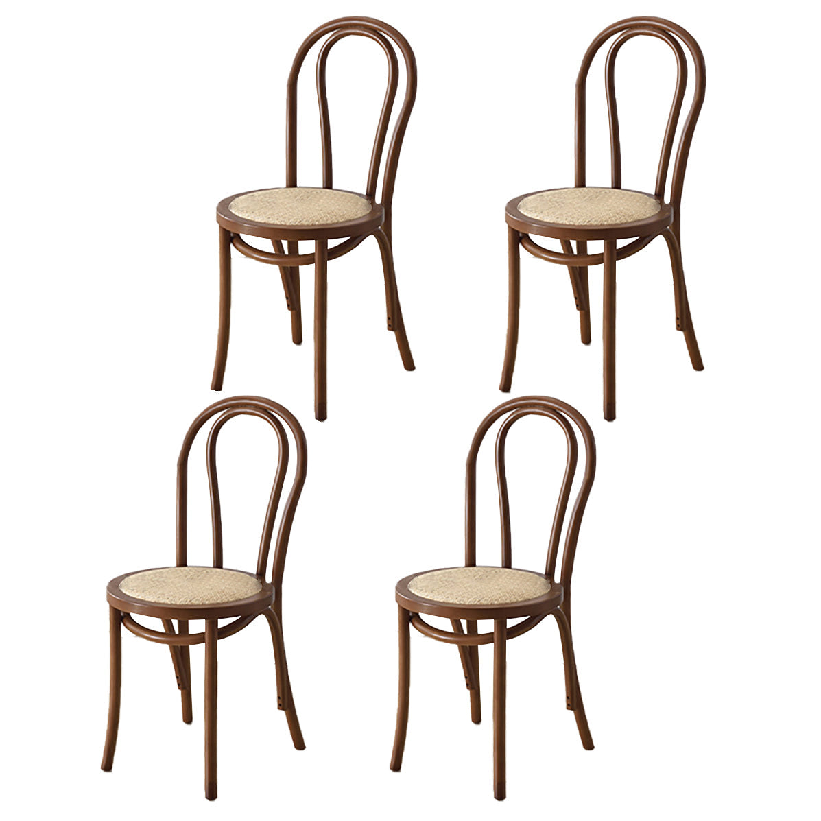 Modern Kitchen Dining Room Birch Wood Chair Windsor Back Side Chairs Set Walnut Beige Set of 4 Clearhalo ' kitchen&dining_furn' 'Dining Chairs' 'Dining Tables & Seating' 'dining_chair' 'Furniture' 'furniture_dining_chair' 'Kitchen & Dining Furniture' 'kitchen' 3454961