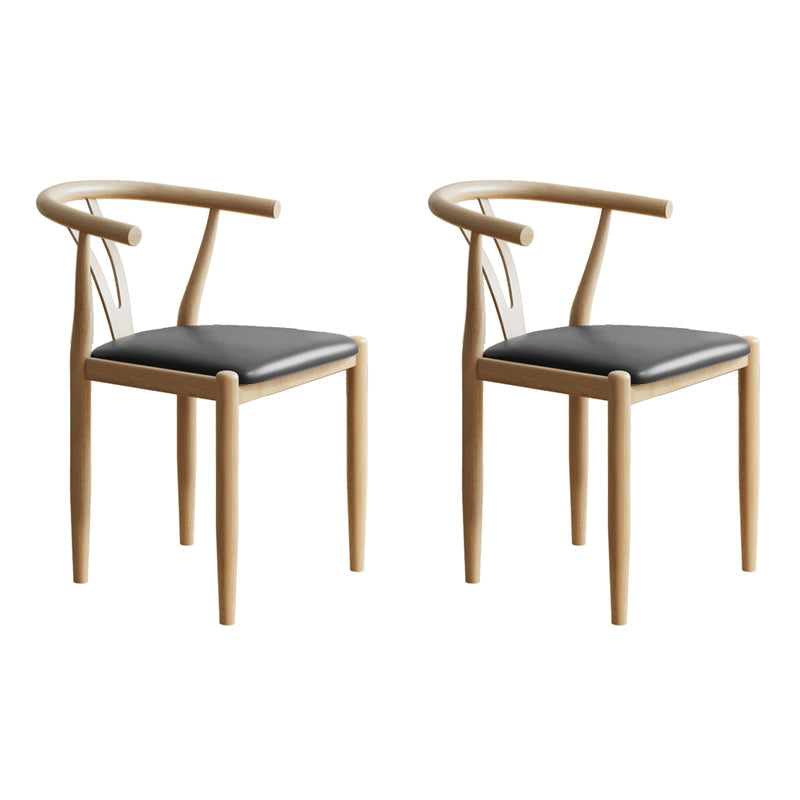 Nordic Style Metal Dining Arm Chair PU Leather Dining Chairs for Home Use Black Natural Wood Set of 2 Clearhalo ' kitchen&dining_furn' 'Dining Chairs' 'Dining Tables & Seating' 'dining_chair' 'Furniture' 'furniture_dining_chair' 'Kitchen & Dining Furniture' 'kitchen' 3454981