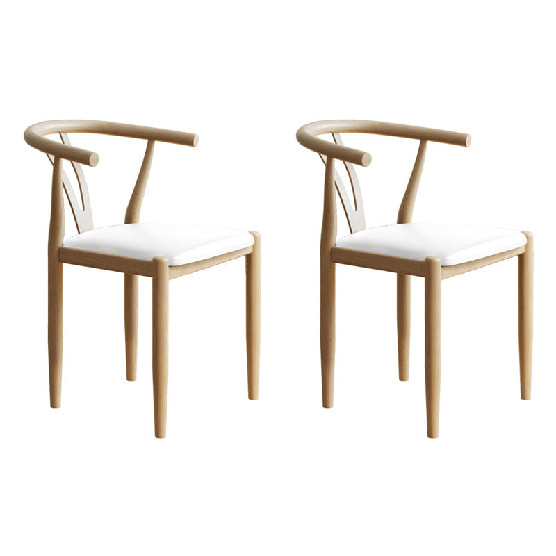 Nordic Style Metal Dining Arm Chair PU Leather Dining Chairs for Home Use White Natural Wood Set of 2 Clearhalo ' kitchen&dining_furn' 'Dining Chairs' 'Dining Tables & Seating' 'dining_chair' 'Furniture' 'furniture_dining_chair' 'Kitchen & Dining Furniture' 'kitchen' 3454990