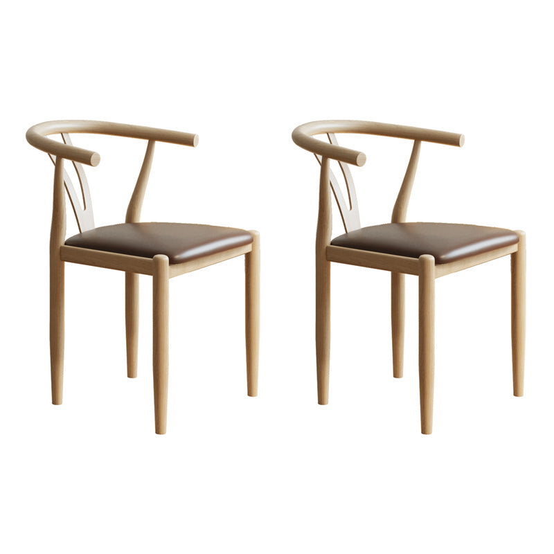 Nordic Style Metal Dining Arm Chair PU Leather Dining Chairs for Home Use Coffee Natural Wood Set of 2 Clearhalo ' kitchen&dining_furn' 'Dining Chairs' 'Dining Tables & Seating' 'dining_chair' 'Furniture' 'furniture_dining_chair' 'Kitchen & Dining Furniture' 'kitchen' 3454998