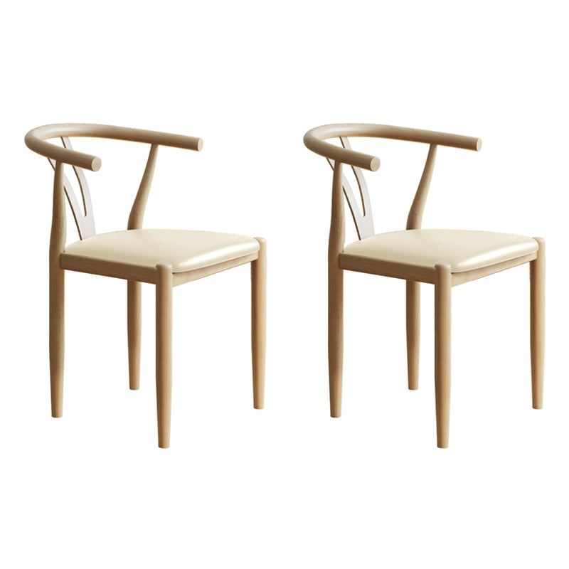 Nordic Style Metal Dining Arm Chair PU Leather Dining Chairs for Home Use Beige Natural Wood Set of 2 Clearhalo ' kitchen&dining_furn' 'Dining Chairs' 'Dining Tables & Seating' 'dining_chair' 'Furniture' 'furniture_dining_chair' 'Kitchen & Dining Furniture' 'kitchen' 3455002