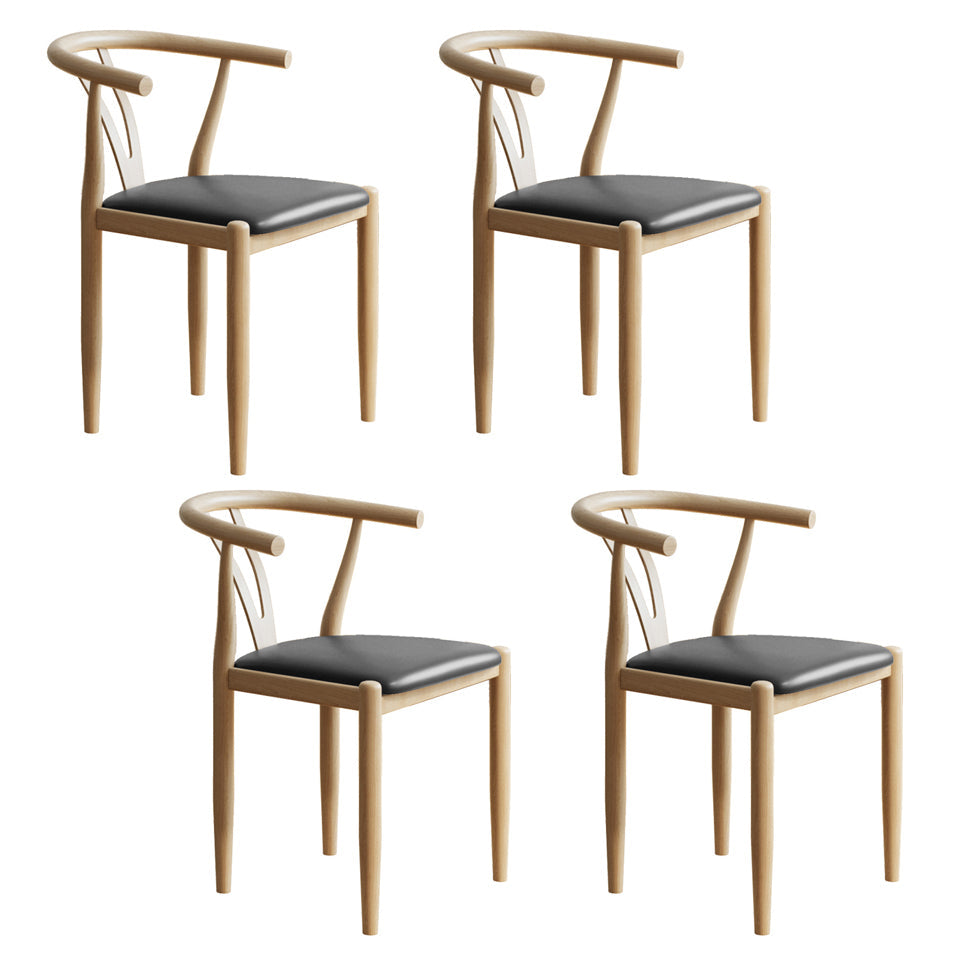 Nordic Style Metal Dining Arm Chair PU Leather Dining Chairs for Home Use Black Natural Wood Set of 4 Clearhalo ' kitchen&dining_furn' 'Dining Chairs' 'Dining Tables & Seating' 'dining_chair' 'Furniture' 'furniture_dining_chair' 'Kitchen & Dining Furniture' 'kitchen' 3455005