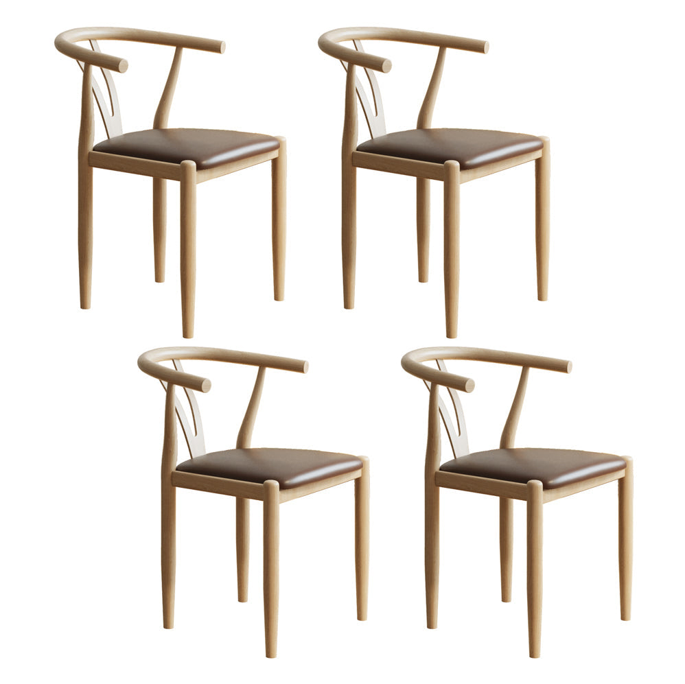 Nordic Style Metal Dining Arm Chair PU Leather Dining Chairs for Home Use Coffee Natural Wood Set of 4 Clearhalo ' kitchen&dining_furn' 'Dining Chairs' 'Dining Tables & Seating' 'dining_chair' 'Furniture' 'furniture_dining_chair' 'Kitchen & Dining Furniture' 'kitchen' 3455009