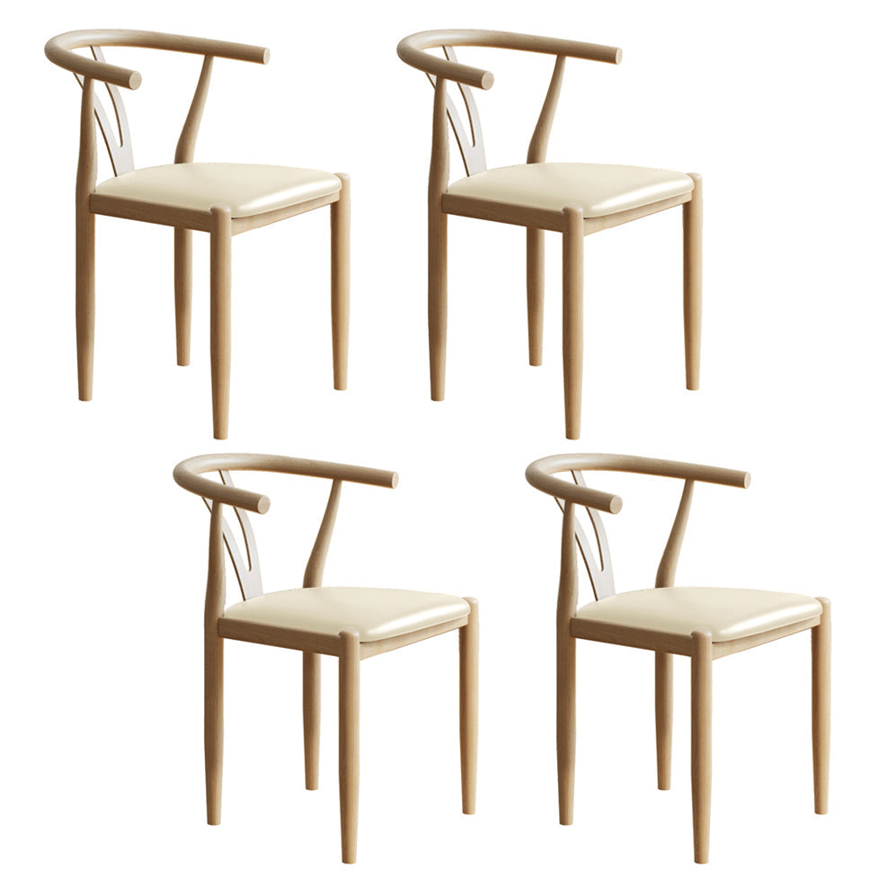 Nordic Style Metal Dining Arm Chair PU Leather Dining Chairs for Home Use Beige Natural Wood Set of 4 Clearhalo ' kitchen&dining_furn' 'Dining Chairs' 'Dining Tables & Seating' 'dining_chair' 'Furniture' 'furniture_dining_chair' 'Kitchen & Dining Furniture' 'kitchen' 3455011