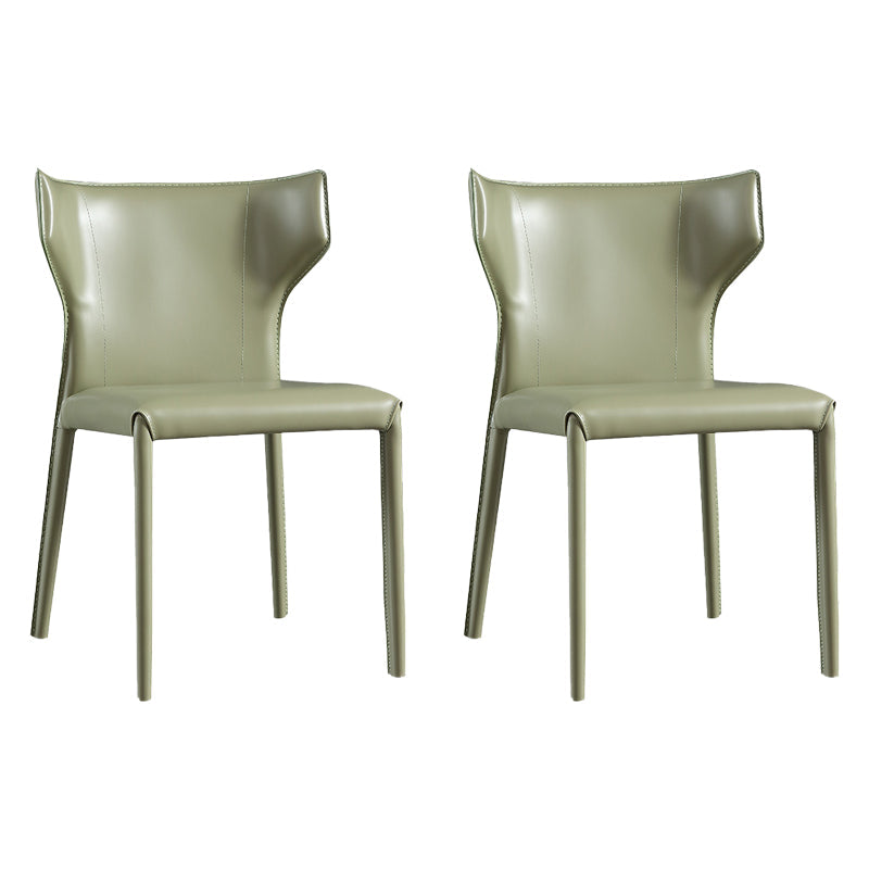 Contemporary Wingback Kitchen Dining Side Chair Metal Dining Side Chair Blackish Green Set of 2 Clearhalo ' kitchen&dining_furn' 'Dining Chairs' 'Dining Tables & Seating' 'dining_chair' 'Furniture' 'furniture_dining_chair' 'Kitchen & Dining Furniture' 'kitchen' 3455014