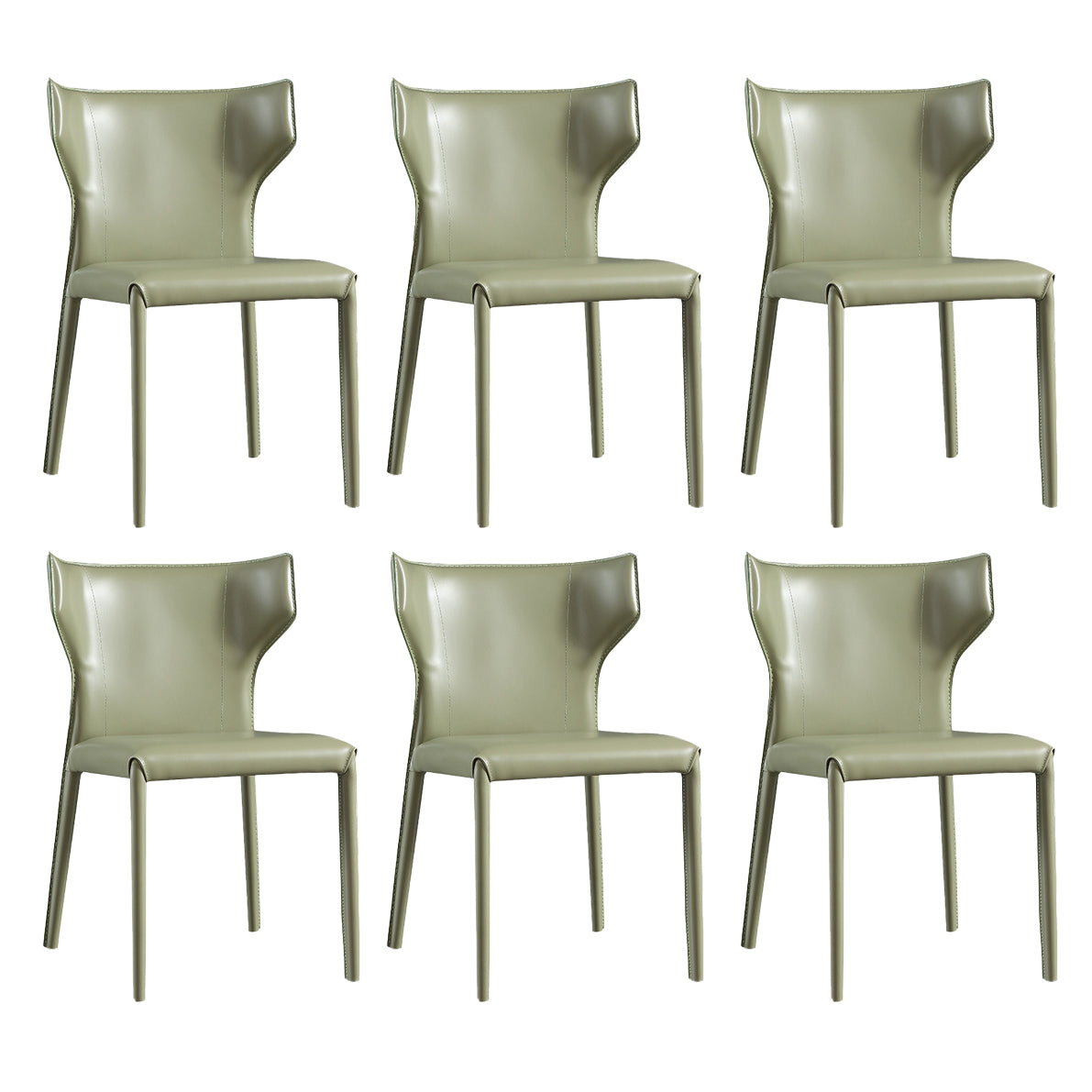 Contemporary Wingback Kitchen Dining Side Chair Metal Dining Side Chair Blackish Green Set of 6 Clearhalo ' kitchen&dining_furn' 'Dining Chairs' 'Dining Tables & Seating' 'dining_chair' 'Furniture' 'furniture_dining_chair' 'Kitchen & Dining Furniture' 'kitchen' 3455018