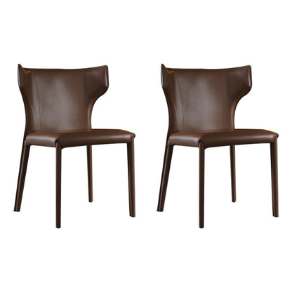 Contemporary Wingback Kitchen Dining Side Chair Metal Dining Side Chair Coffee Set of 2 Clearhalo ' kitchen&dining_furn' 'Dining Chairs' 'Dining Tables & Seating' 'dining_chair' 'Furniture' 'furniture_dining_chair' 'Kitchen & Dining Furniture' 'kitchen' 3455019