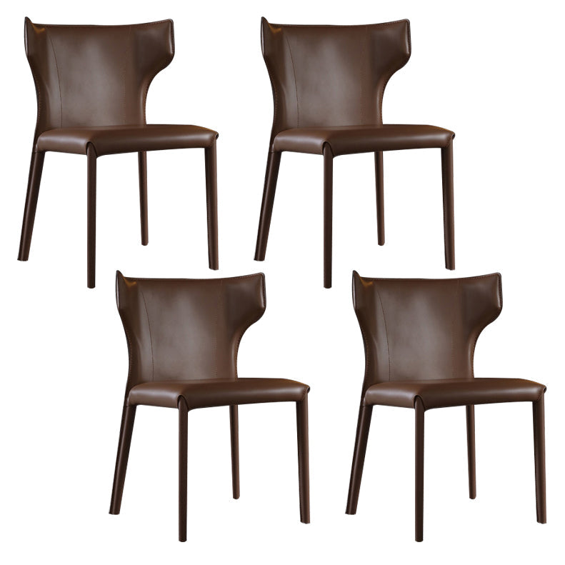 Contemporary Wingback Kitchen Dining Side Chair Metal Dining Side Chair Coffee Set of 4 Clearhalo ' kitchen&dining_furn' 'Dining Chairs' 'Dining Tables & Seating' 'dining_chair' 'Furniture' 'furniture_dining_chair' 'Kitchen & Dining Furniture' 'kitchen' 3455021