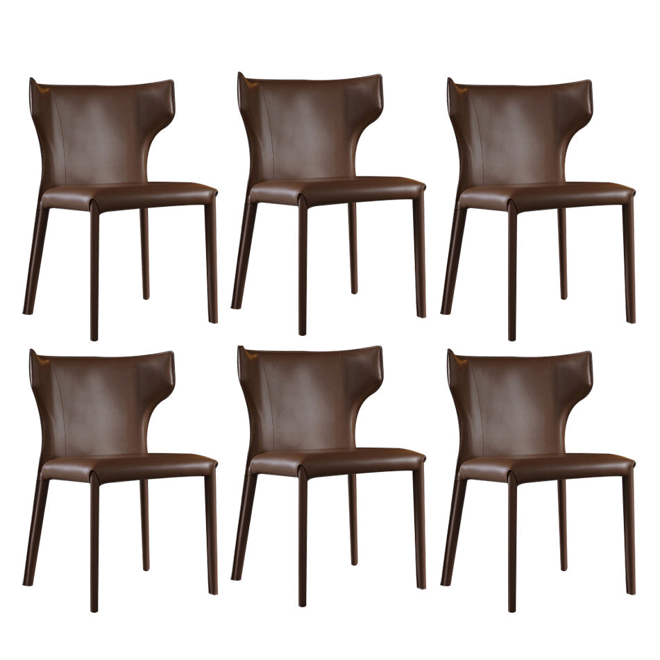 Contemporary Wingback Kitchen Dining Side Chair Metal Dining Side Chair Coffee Set of 6 Clearhalo ' kitchen&dining_furn' 'Dining Chairs' 'Dining Tables & Seating' 'dining_chair' 'Furniture' 'furniture_dining_chair' 'Kitchen & Dining Furniture' 'kitchen' 3455023