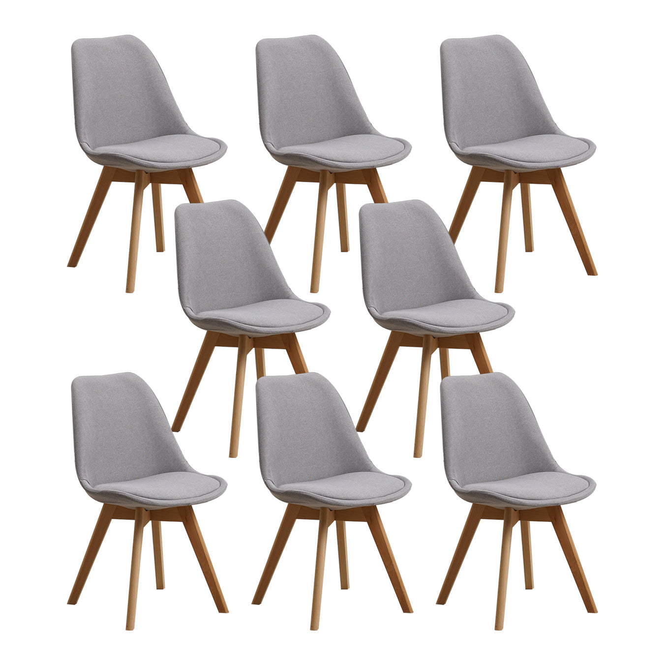 Wood Scandinavian Brasserie Side Chair 17'' Wide Parsons Dining Chairs Light Gray Set of 8 Clearhalo ' kitchen&dining_furn' 'Dining Chairs' 'Dining Tables & Seating' 'dining_chair' 'Furniture' 'furniture_dining_chair' 'Kitchen & Dining Furniture' 'kitchen' 3455034