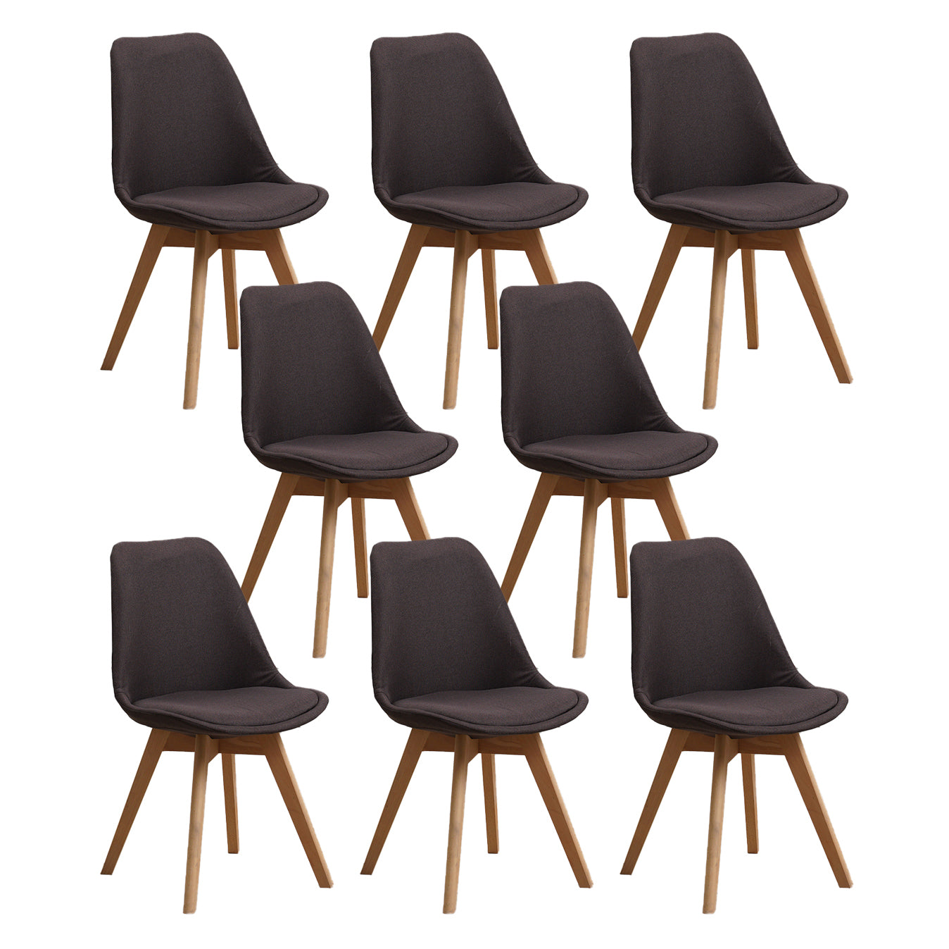 Wood Scandinavian Brasserie Side Chair 17'' Wide Parsons Dining Chairs Coffee Set of 8 Clearhalo ' kitchen&dining_furn' 'Dining Chairs' 'Dining Tables & Seating' 'dining_chair' 'Furniture' 'furniture_dining_chair' 'Kitchen & Dining Furniture' 'kitchen' 3455043