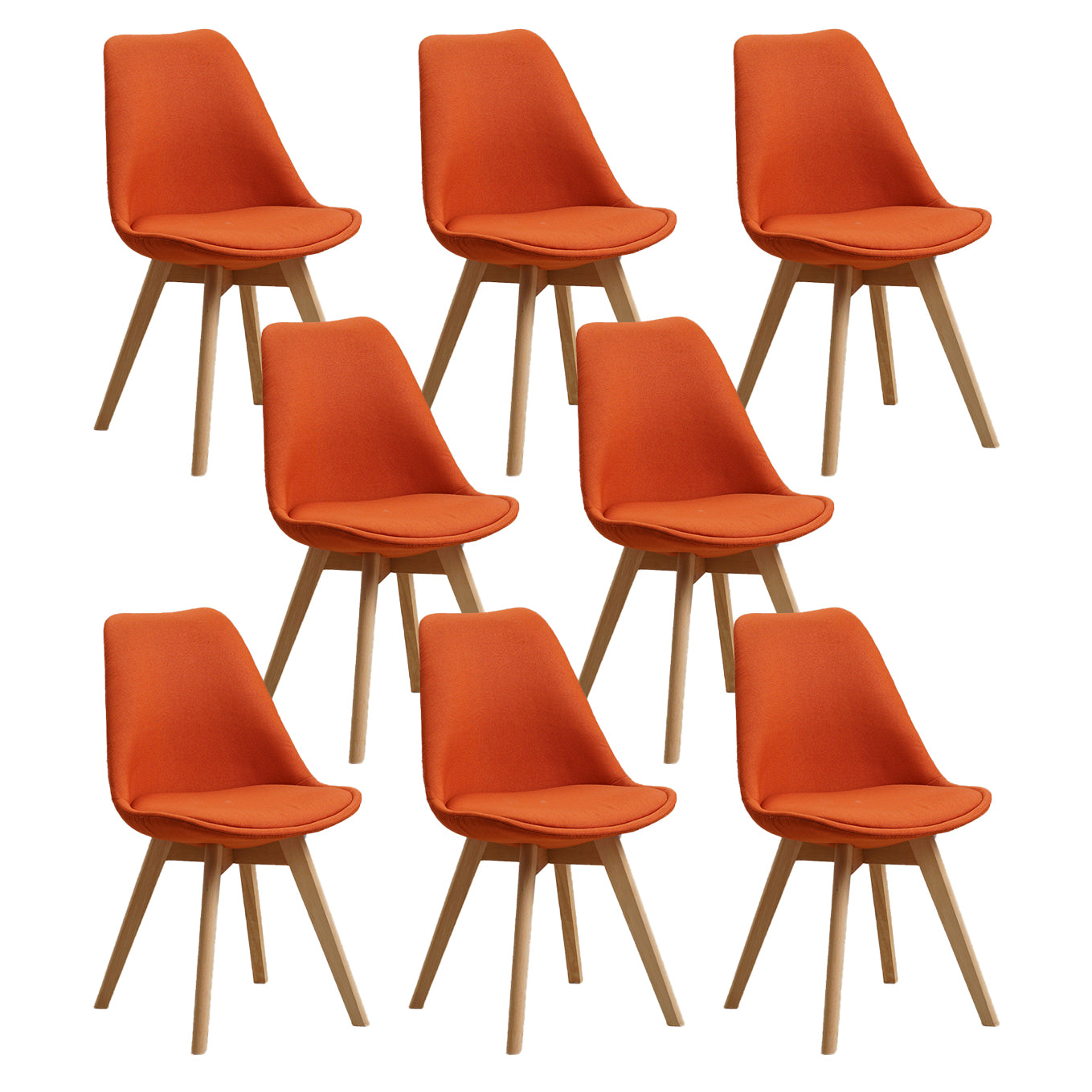 Wood Scandinavian Brasserie Side Chair 17'' Wide Parsons Dining Chairs Orange Red Set of 8 Clearhalo ' kitchen&dining_furn' 'Dining Chairs' 'Dining Tables & Seating' 'dining_chair' 'Furniture' 'furniture_dining_chair' 'Kitchen & Dining Furniture' 'kitchen' 3455044